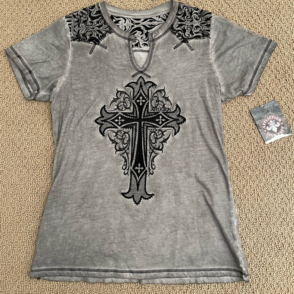Womens Affliction Isabella Short Sleeve Graphic T-Shirt Size XL